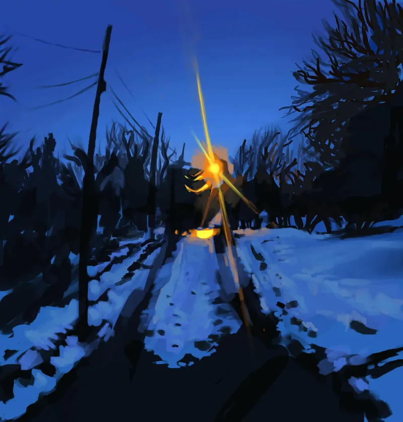 Snowy Road painting